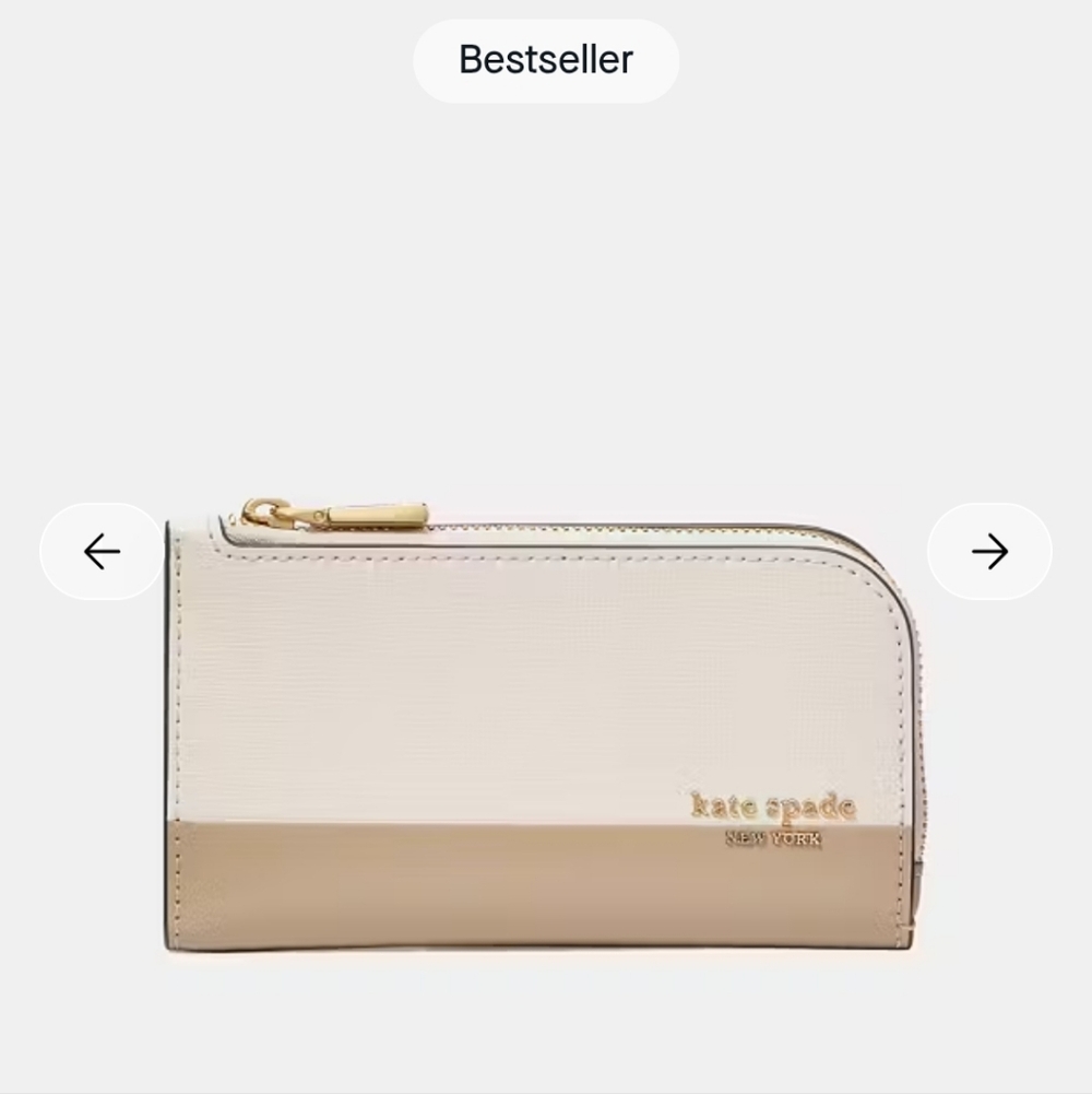 Kate Spade Devin Wallet BNWT Taupe/White